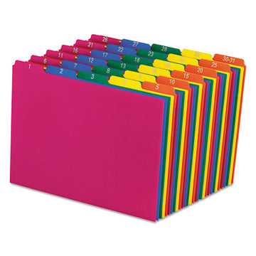 Pendaflex® Poly Top Tab File Guides, 1-5-cut Top Tab, 1 To 30-31, 8.5 X 11, Assorted Colors, 31-set freeshipping - TVN Wholesale